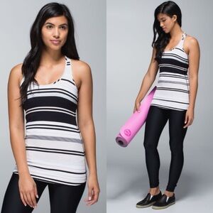 Lululemon Cool Racerback Groovy Stripe Static Wave Dune SZ 8